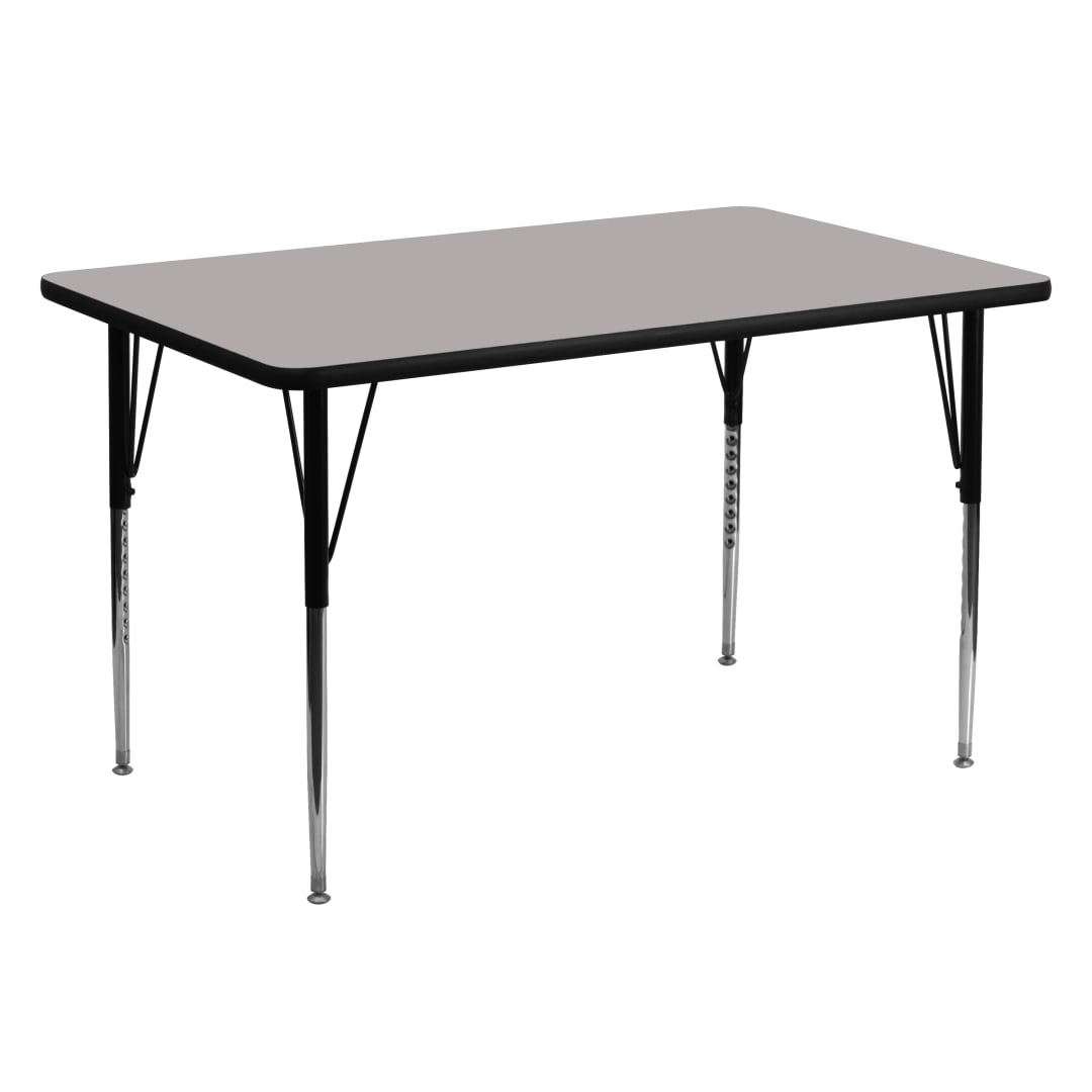 Wren 30''W x 60''L Rectangular Grey HP Laminate Activity Table - Standard Height Adjustable Legs