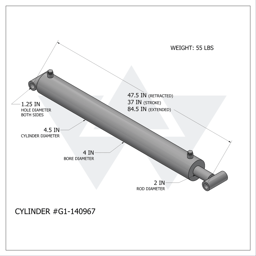 Galbreath™ Hydraulic Bypass Cylinder (4" X 2" X 37")