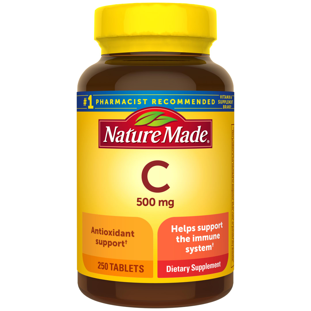 Nature Made Vitamin C 500 mg Tablets for Daily Immune Support, Adult Vitamin C Tablets for Immune Support, 250 Count, 250 Day Supply