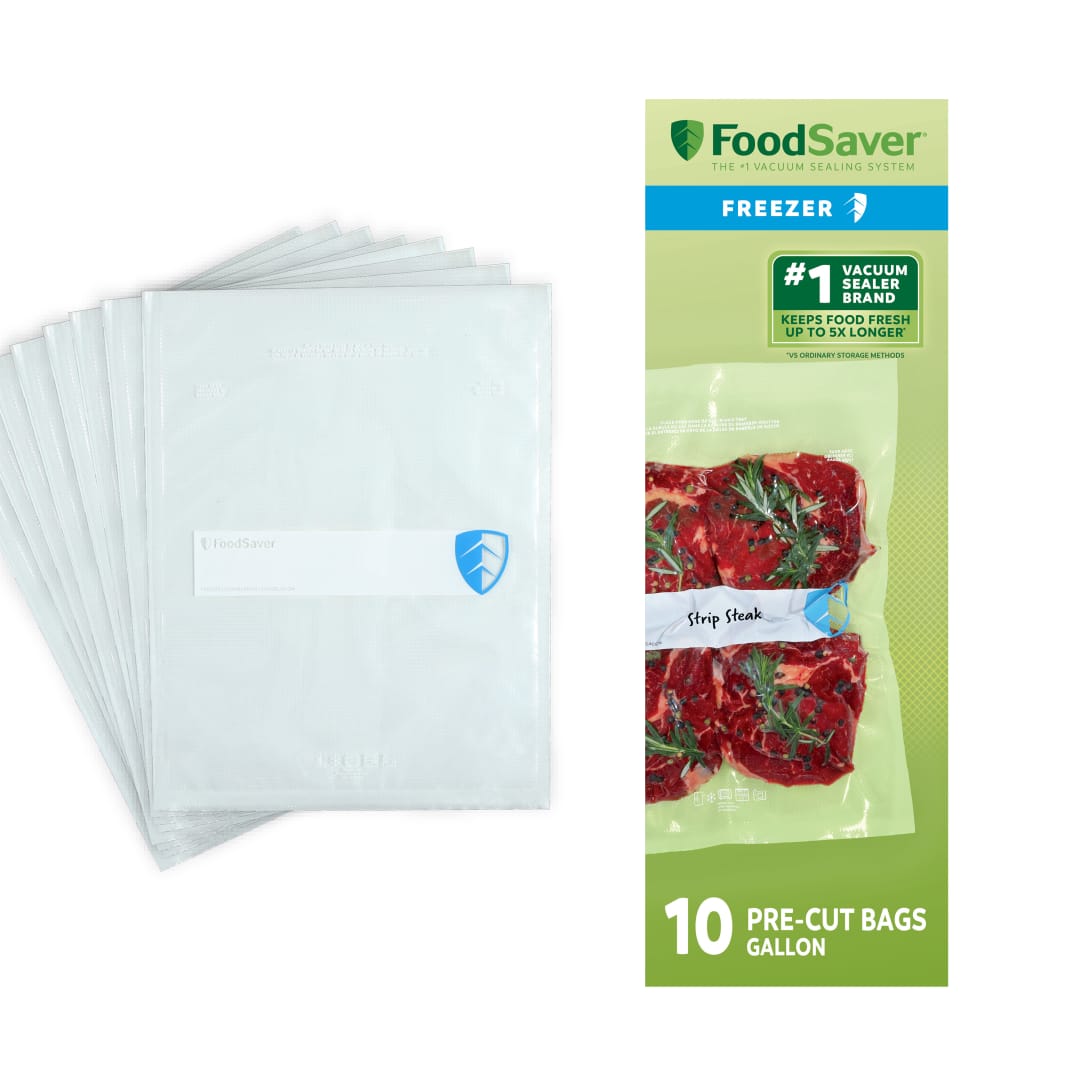 FoodSaver Gallon Vacuum Seal Bags, 3.78 L, 10 Count, Pre-Cut BPA-Free Freezer Bags