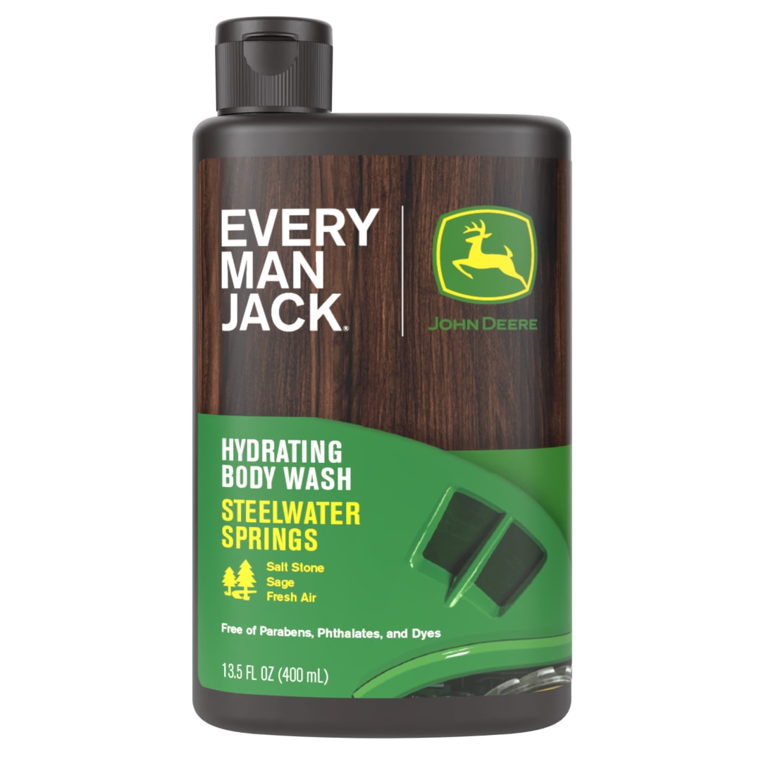 Every Man Jack Limited Edition John Deere Collection, Hydrating Men's Body Wash, Steelwater Springs scent, 13.5 oz