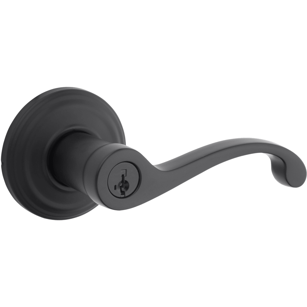 Commonwealth Keyed Entry Lever featuring SmartKey Security™ in Matte Black