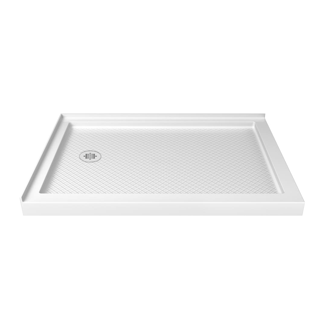 DreamLine SlimLine 32 inch D x 48 inch W x 2 3/4 inch H Left Drain Double Threshold Shower Base in White