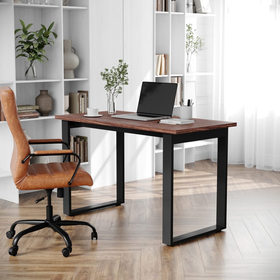 Redmond Commercial 48x24 Conference Table with 1" Thick Double Sided Laminate Table Top with PVC Edging and Heavy Duty U-Frame Steel Base, Walnut