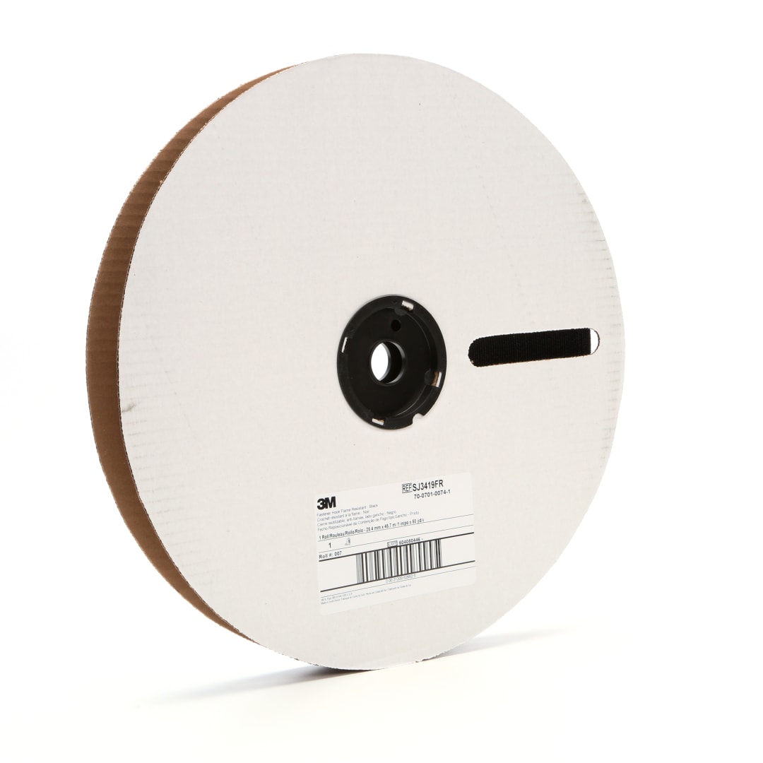 3M™ Aleve Dayanıklı Kancalı Cırt Cırt Bant SJ3419FR, Siyah, 25 mm x 45.7 m
