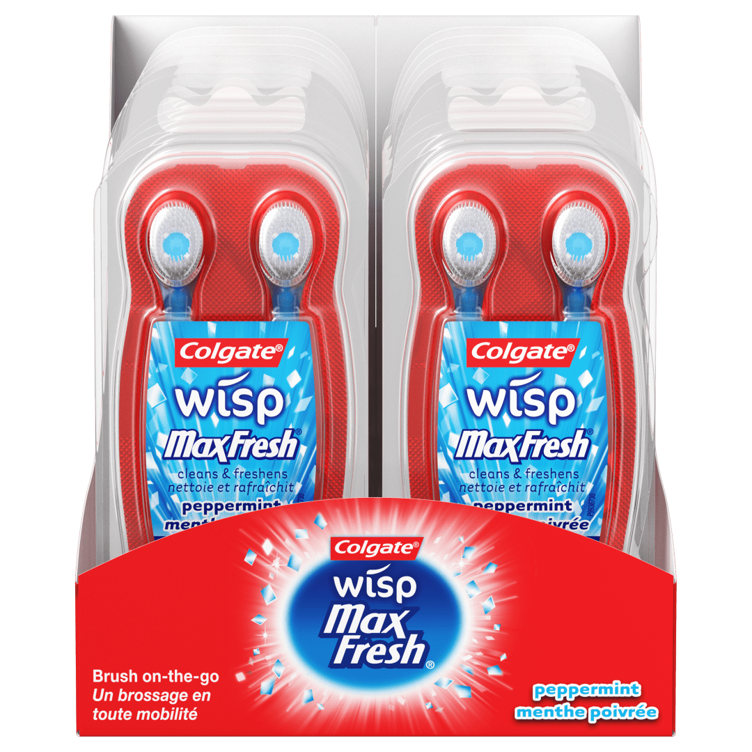 Colgate MaxFresh Wisp Disposable Mini Toothbrush, Peppermint - 4 Count