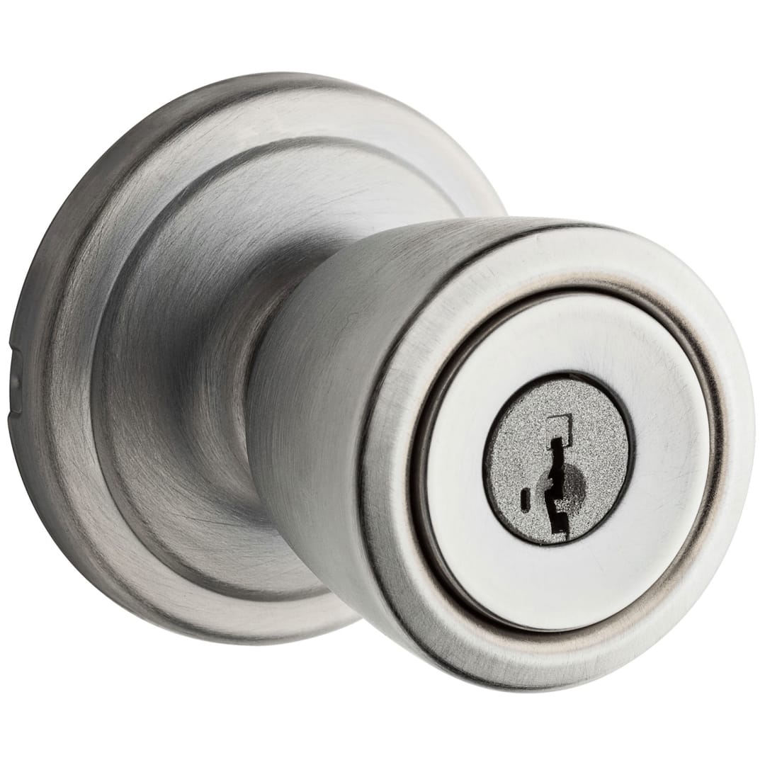 Abbey Keyed Entry Knob featuring SmartKey Security™ in Satin Chrome