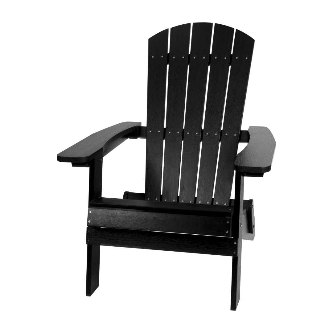 Charlestown Commercial All-Weather Poly Resin Indoor/Outdoor Folding Adirondack Chair in Black