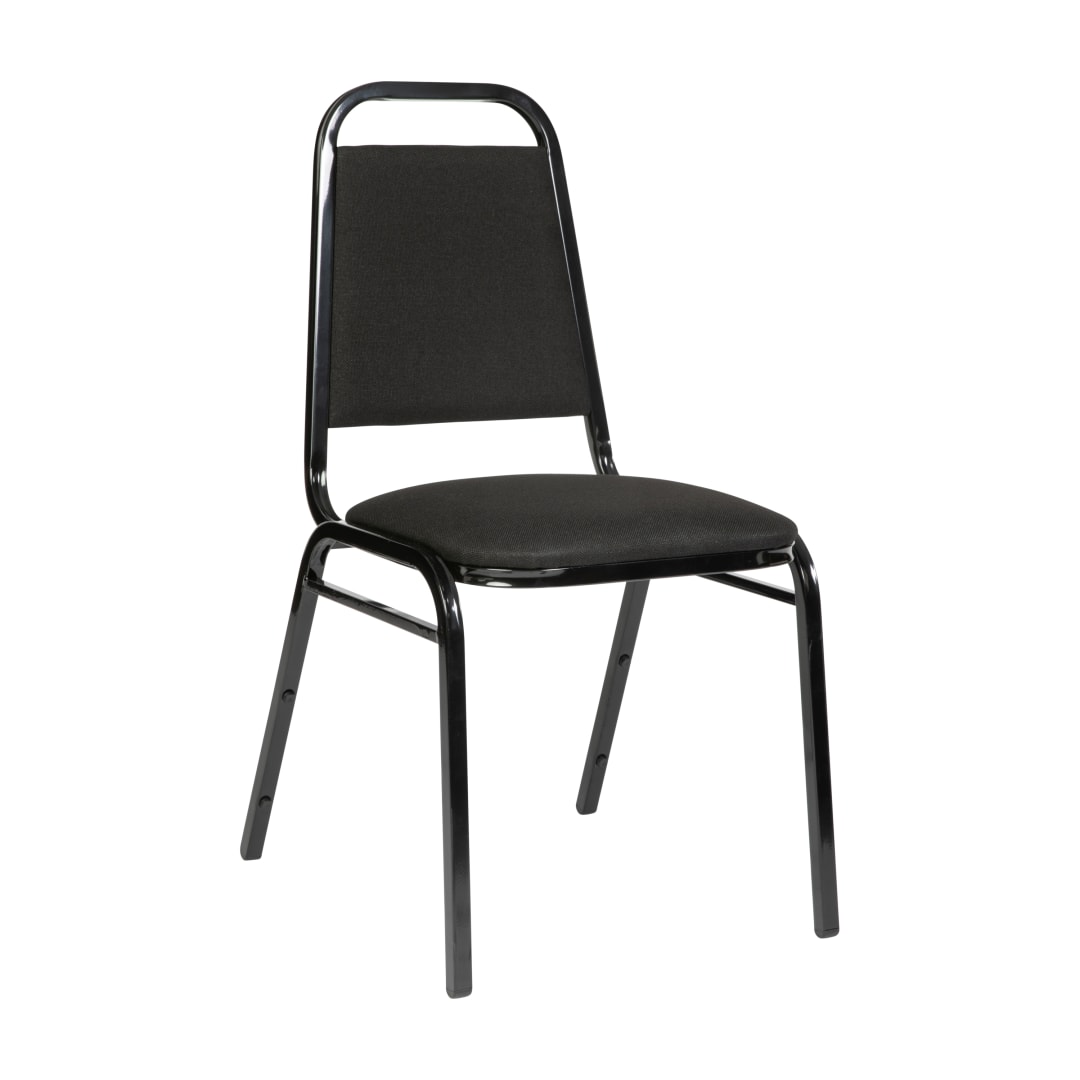 HERCULES Series Trapezoidal Back Stacking Banquet Chair in Black Fabric - Black Frame