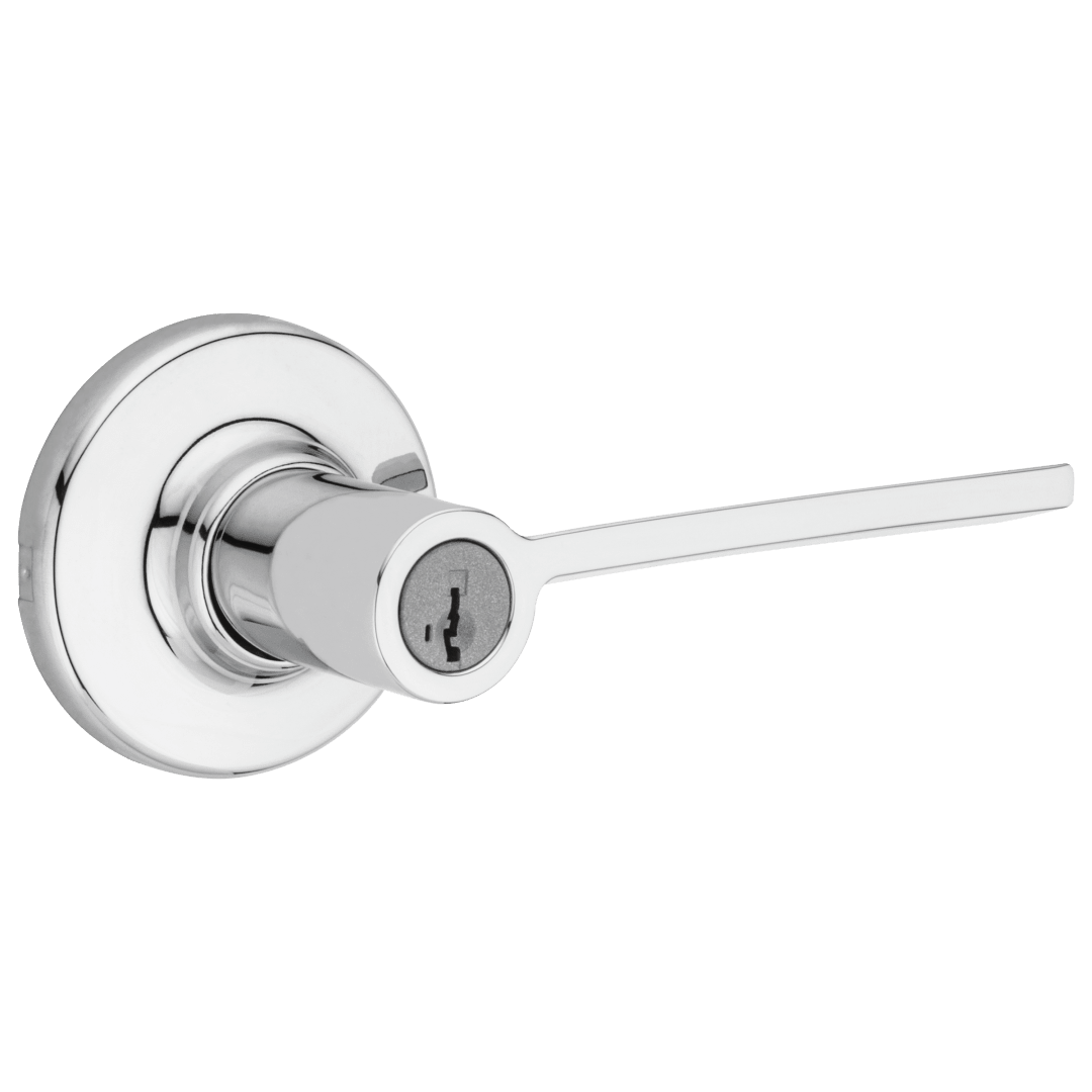 Ladera Keyed Entry Lever in Polished Chrome featuring SmartKey Security