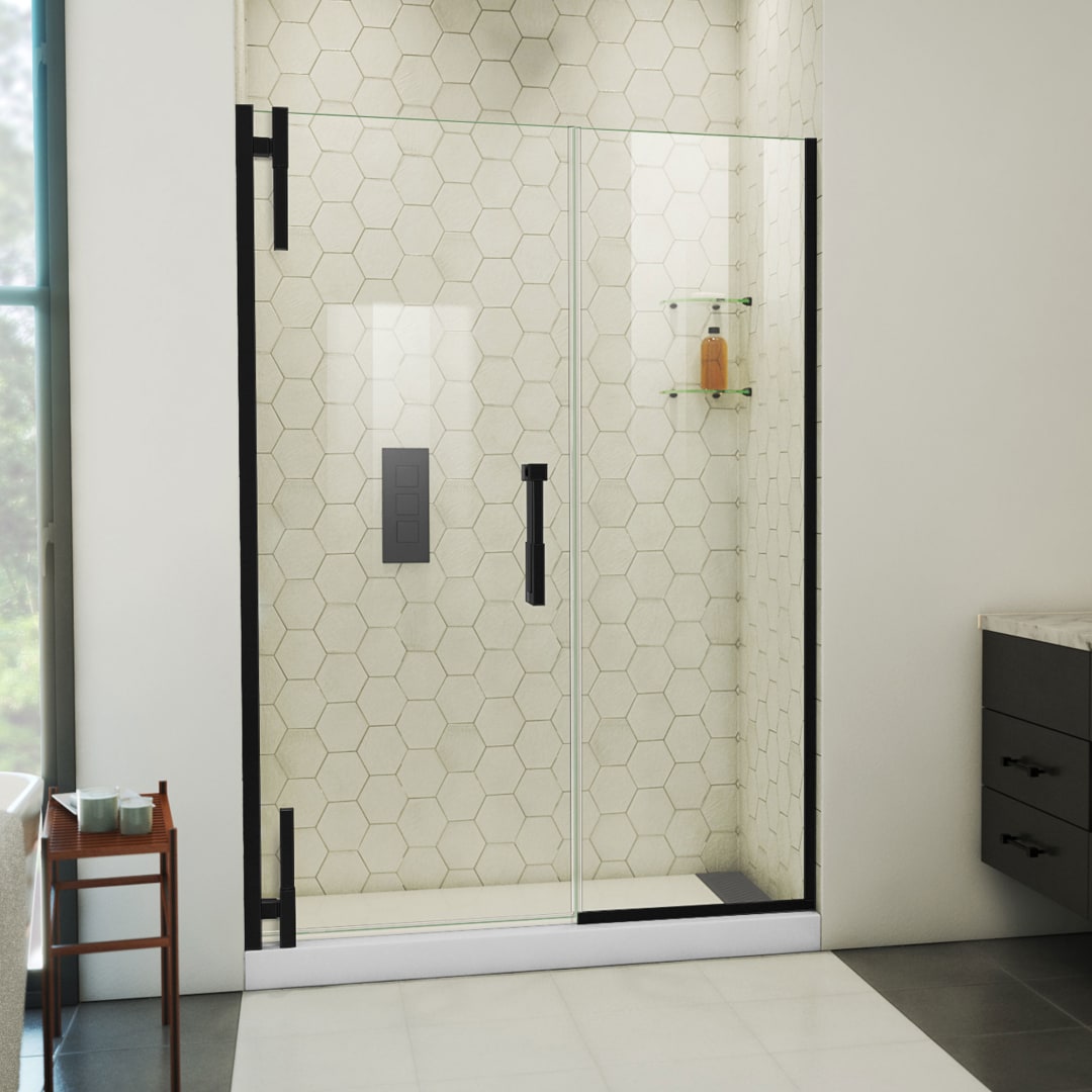 DreamLine Ascend 50 1/2 - 51 1/2 inch W x 72 inch H Frameless Pivot Shower Door in Matte Black