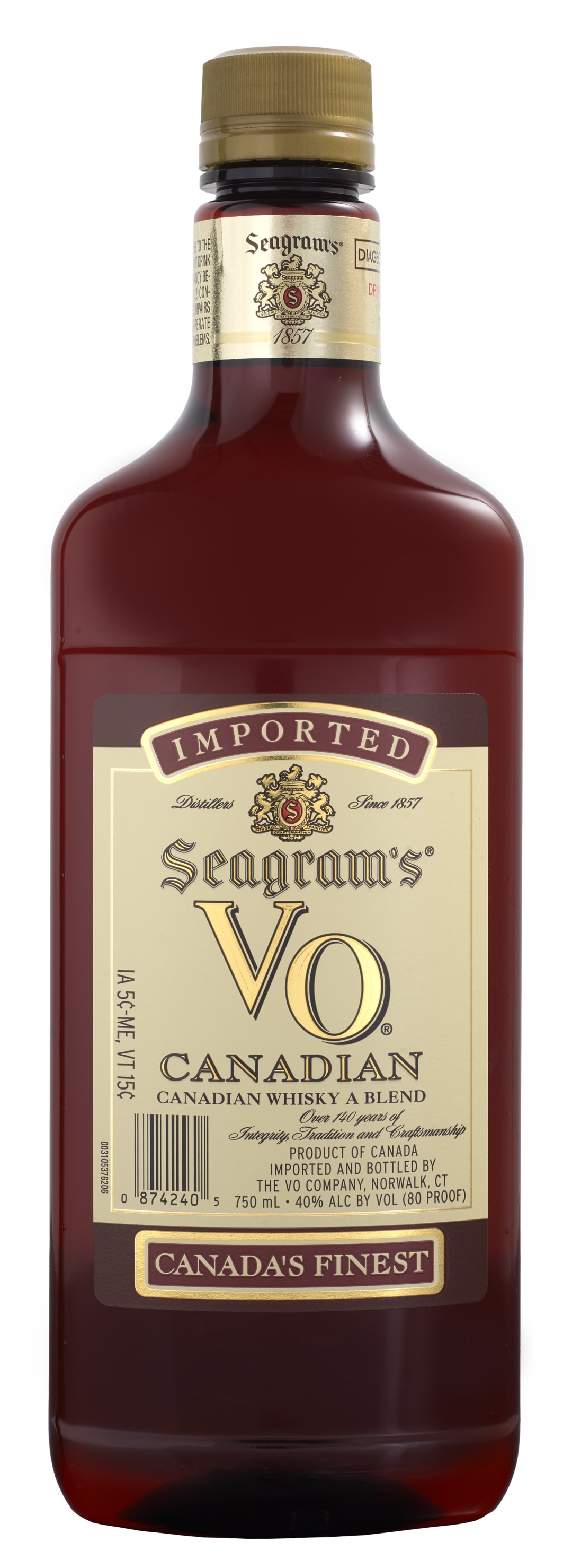 Seagram's VO Blend Canadian Whisky 750ml Traveler 80 Proof