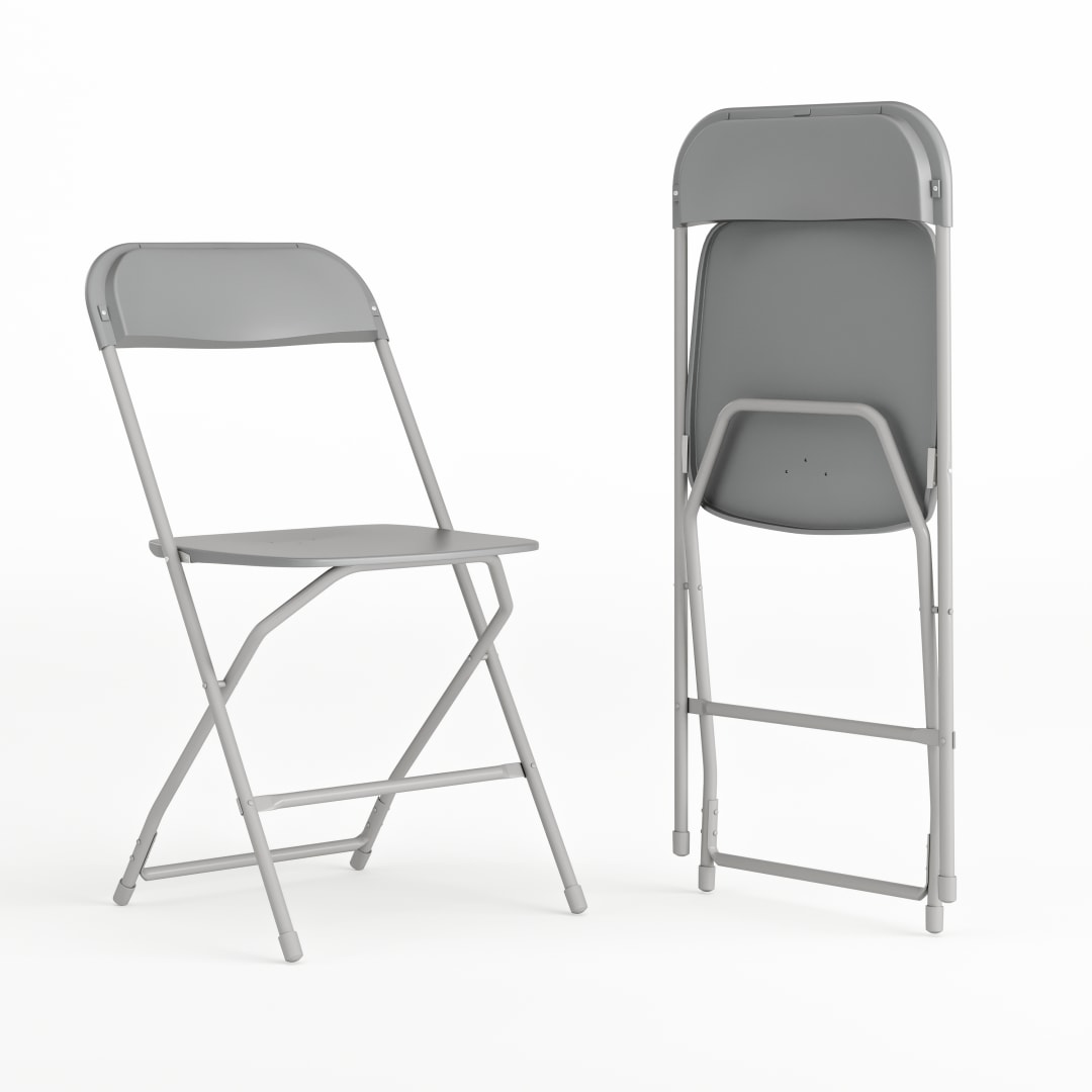 Hercules Series Plastic Folding Chair Grey - 2 Pack 650LB Weight Capacity Comfortable Event Chair-Lightweight Folding Chair
