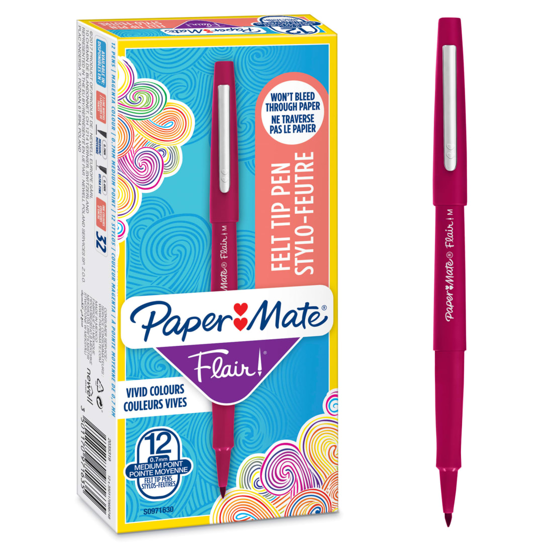 Paper Mate® Flair Felt Tip Pens | Medium Point (0.7mm) | Magenta | 12 Count