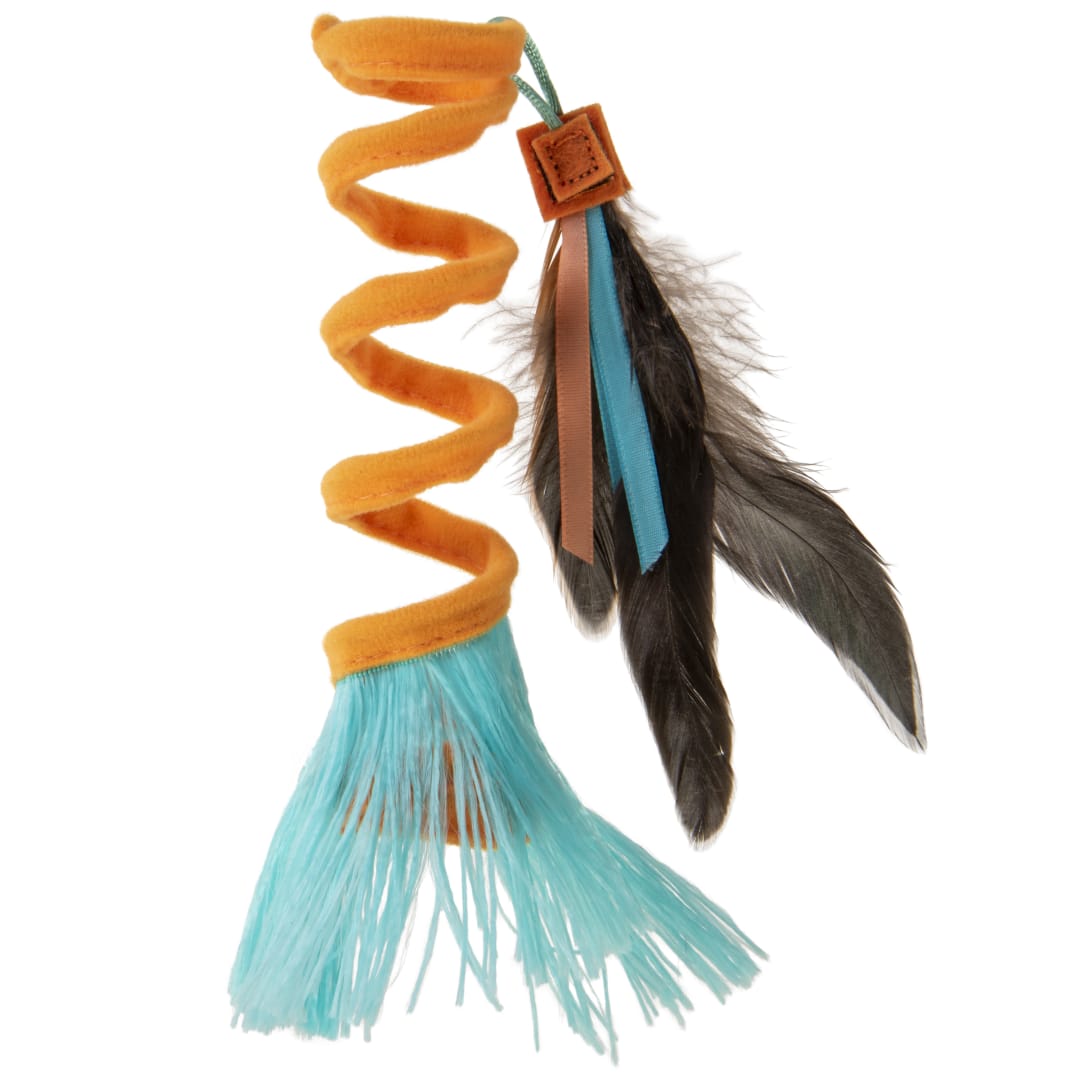 Instincts by Petlinks Crazy Coil Springy Cat Toy with Fringe and Detachable Feather Cat Toy