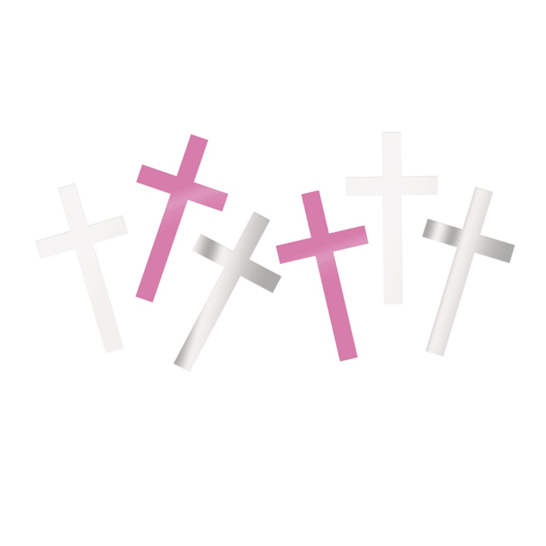 Fancy Pink Cross Foil Confetti, .5oz
