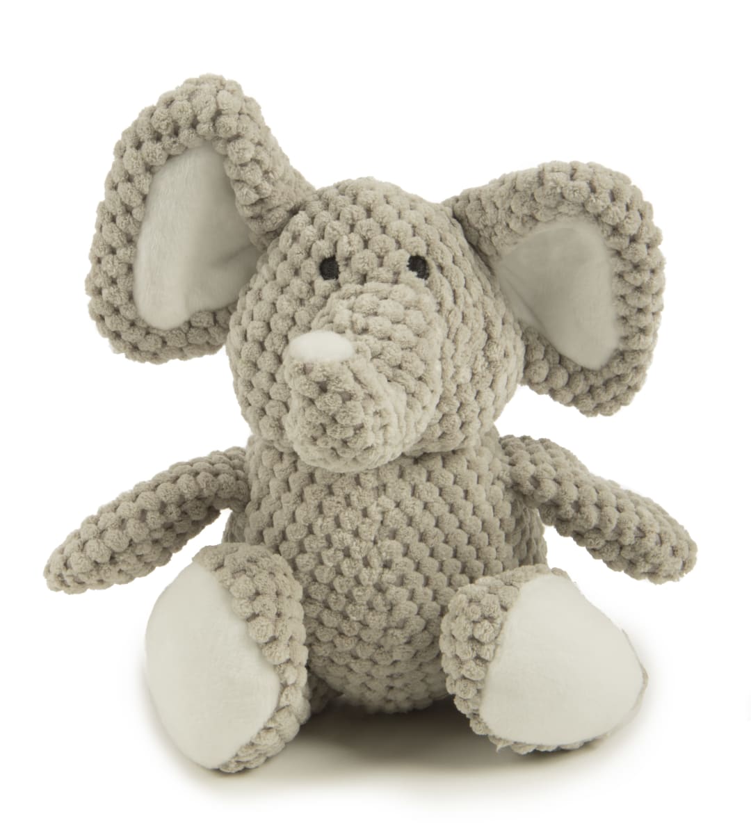 goDog Checkers Elephant with Chew Guard Technology Durable Plush Squeaker Dog Toy, Gray, Small