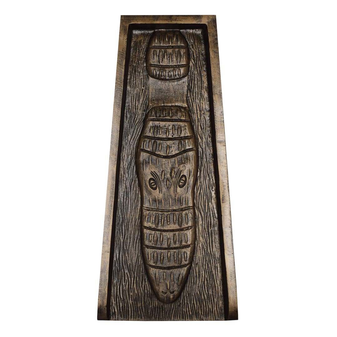 Bronze Alligator Crocodile Cast Aluminum Downspout Gutter 24 in. Splash Block