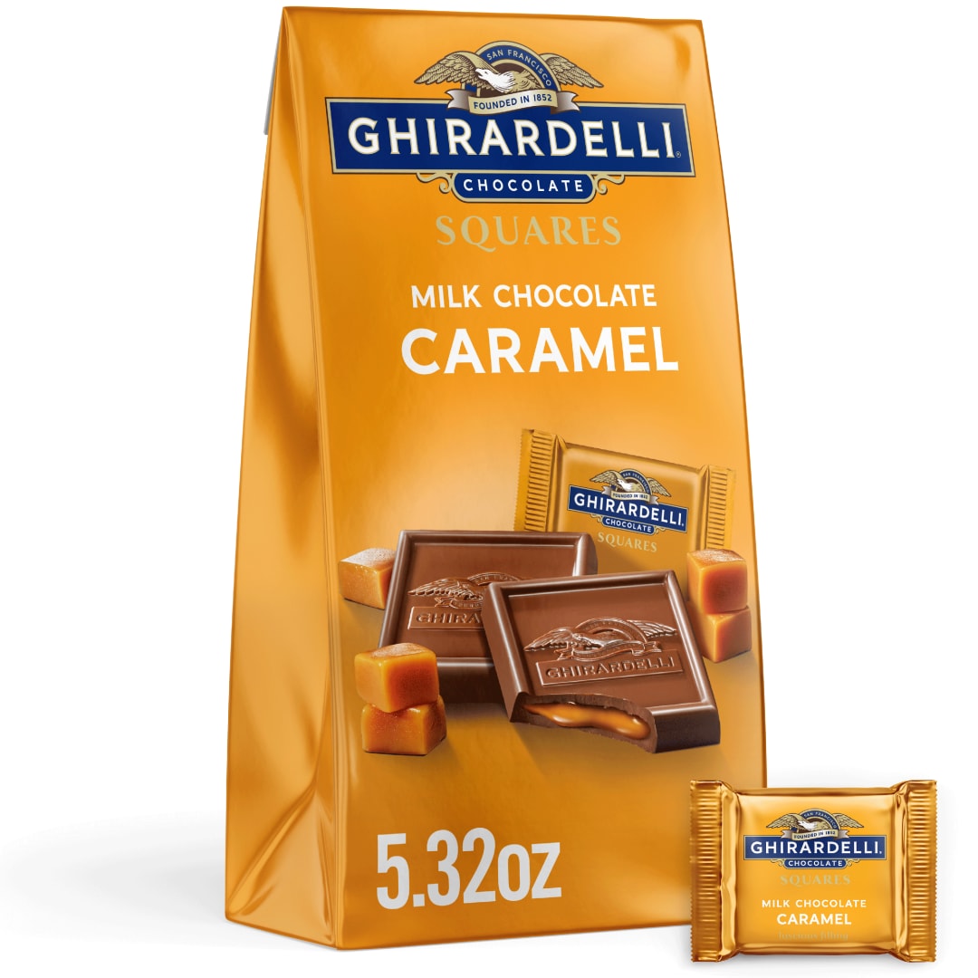 GHIRARDELLI Milk Chocolate Squares with Caramel Filling, 5.32 oz Bag