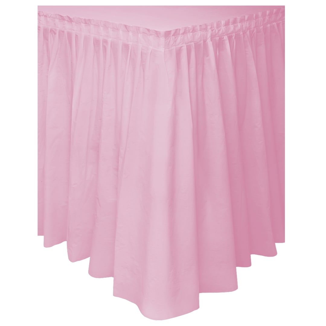 Lovely Pink Solid Plastic Table Skirt, 29" x 21 ft