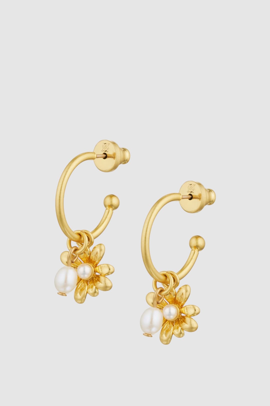 Daisy Pearl Charm Hoops