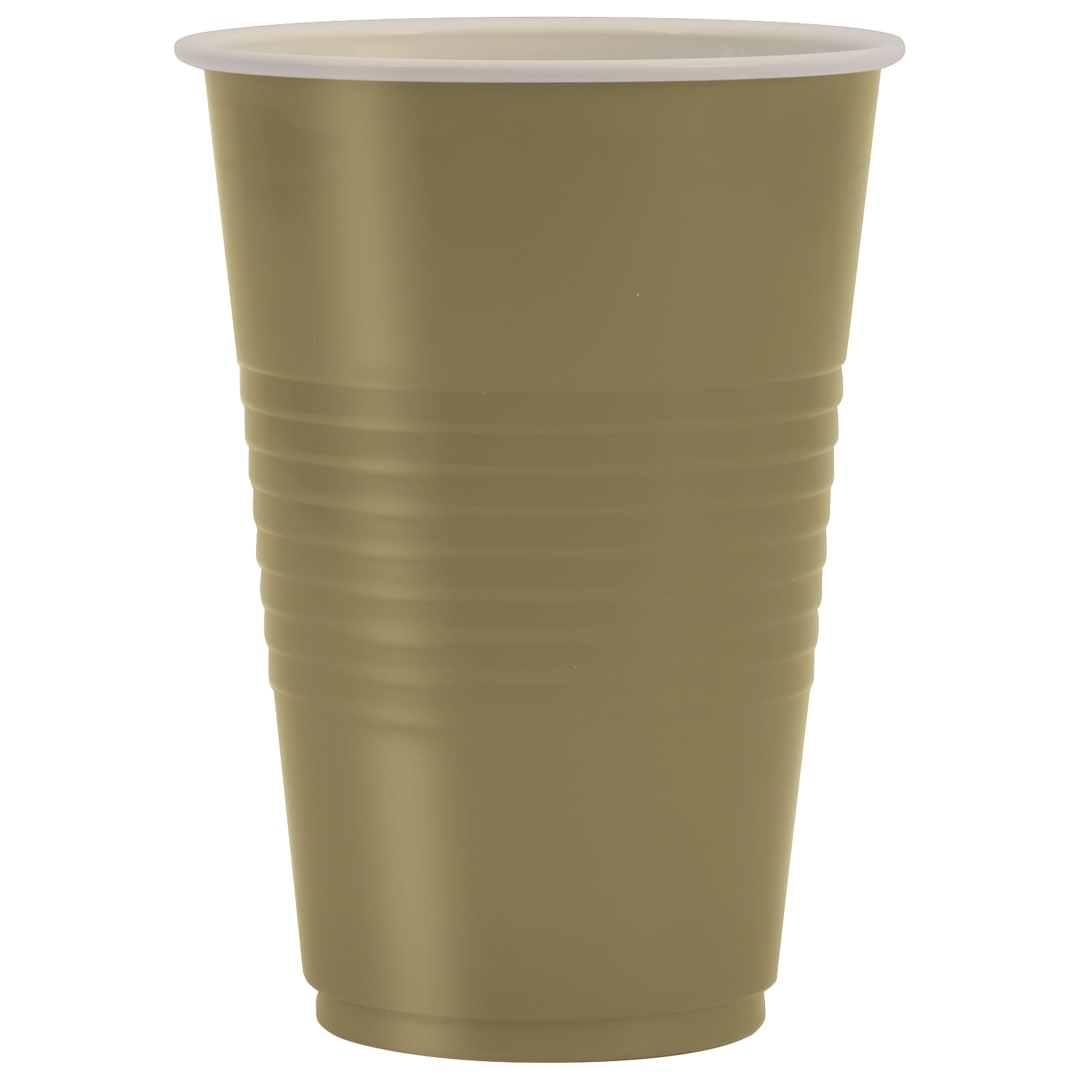 Gold Solid 16oz Plastic Party Cups, 50ct