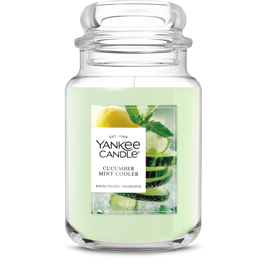 Yankee Candle® Cucumber Mint Cooler Scented Candle, 22oz Large Jar with up to 150 Hour Burn Time, Great for gifting