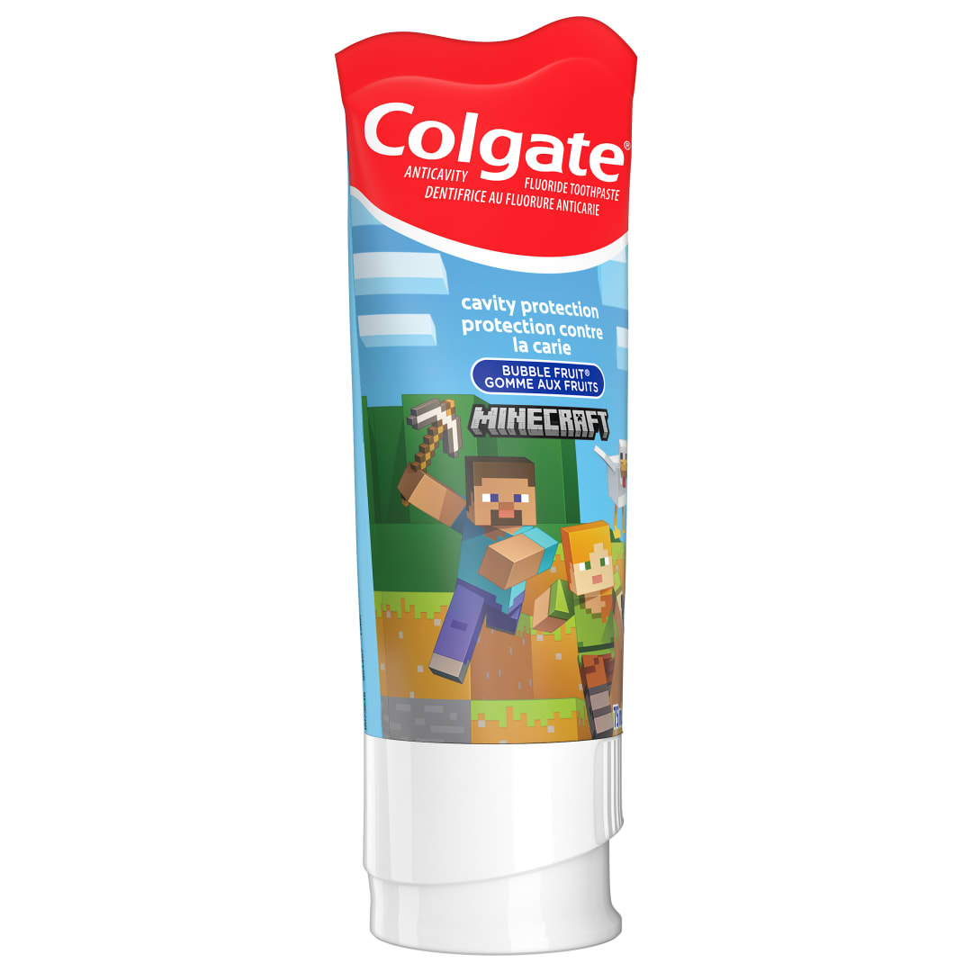 Dentifrice surprise au fluorure Colgate Protection contre la carie pour enfants, Douce gomme aux fruits, 75 ml