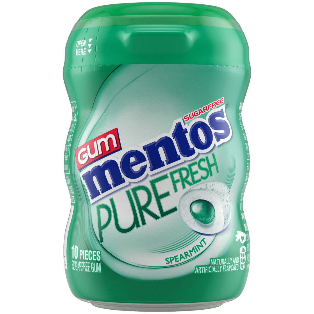 Mentos Gum Pure Fresh Sugar Free Chewing Gum Spearmint 10 pc Nano Bottle