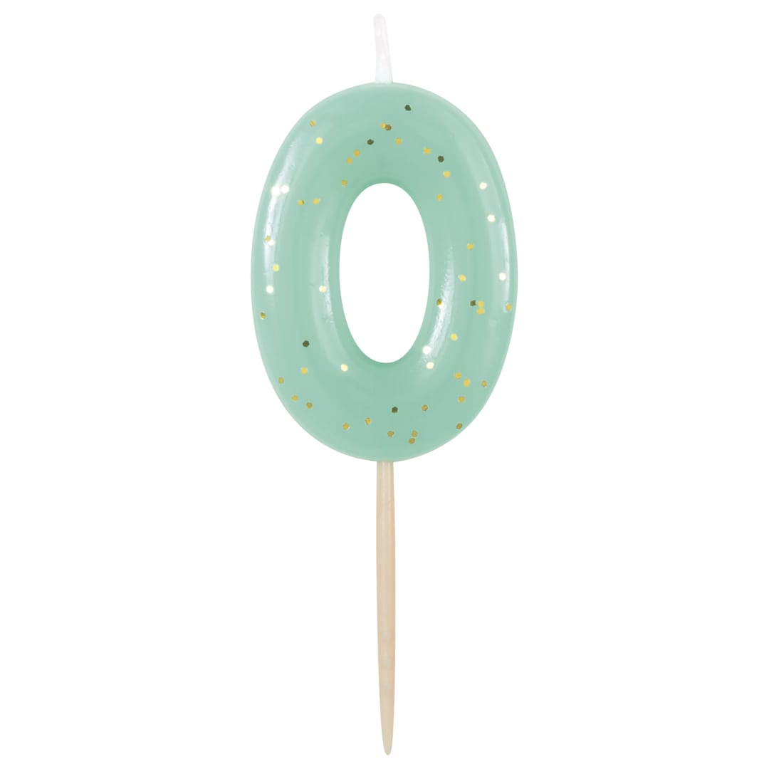 Mini Gold Glitter Pastel Number 0 Pick Birthday Candle