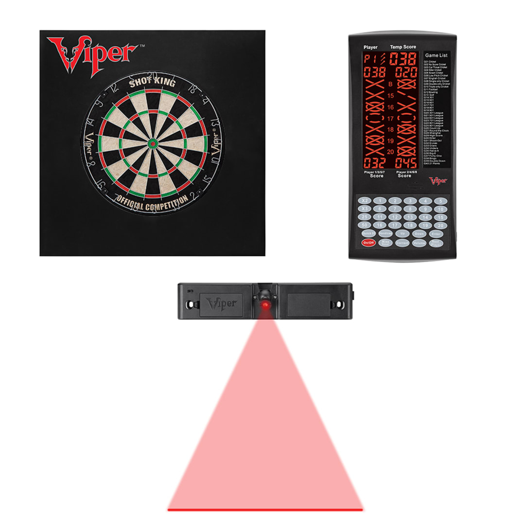 Viper Shot King Bristle Dartboard, Viper ProScore, Throw Line Light, and Viper Wall Defender II