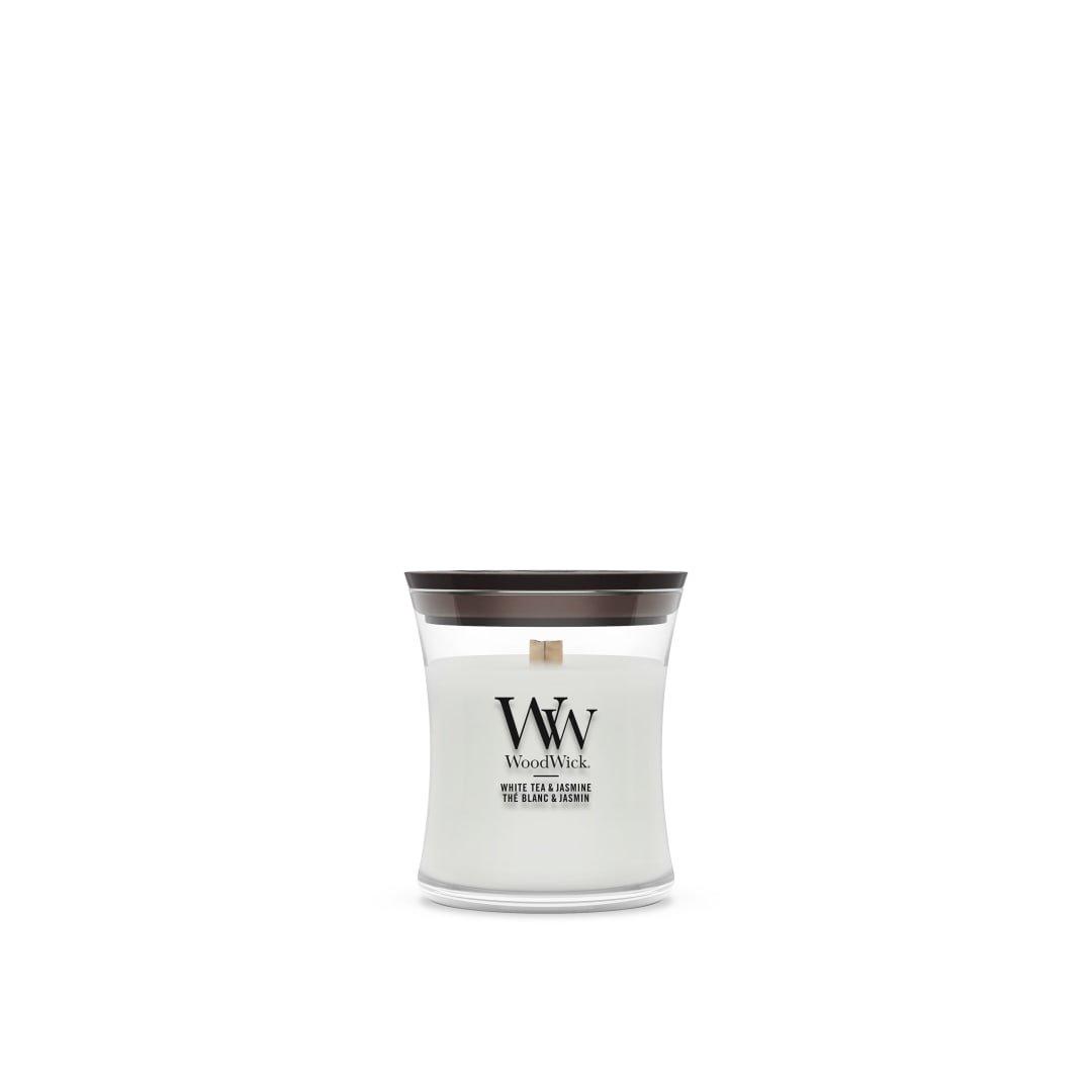 WoodWick | Vela Mini | Té Blanco y Jazmín | Gran regalo para mujeres