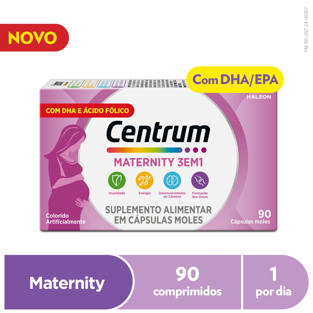 Centrum Maternity 3 em 1 Multivitamínico para todas as fases da jornada da maternidade, 90 cápsulas