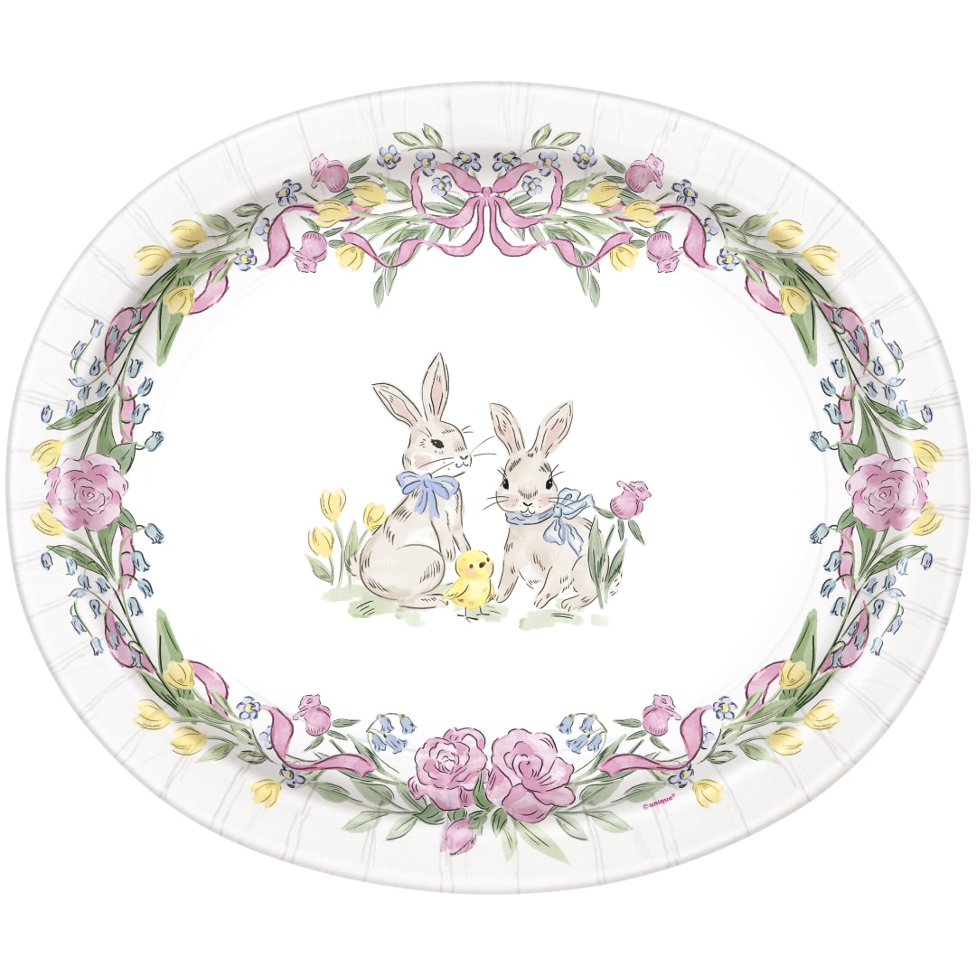 Watercolor Easter Oval 12" Plates, 8ct