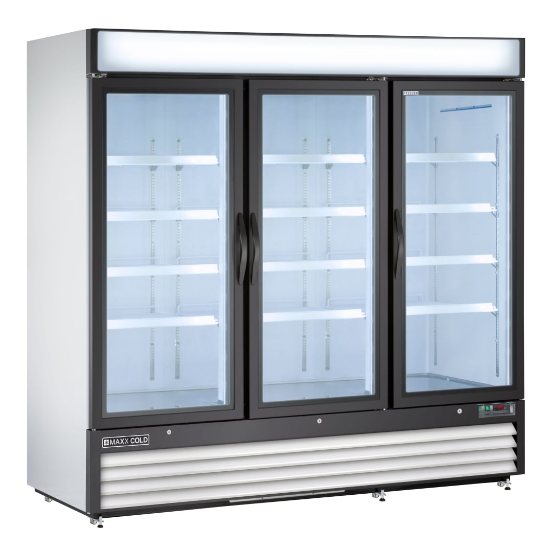 MXM3-72FHC - 81" Triple Glass Door Merchandiser Freezer, Free Standing, 72 Cu. Ft.