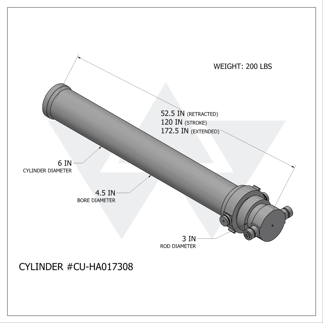 Wastebuilt® Replacement for Cusco Cylinder Dump Single Acting Mailhot (4.5" X 3" X 120")