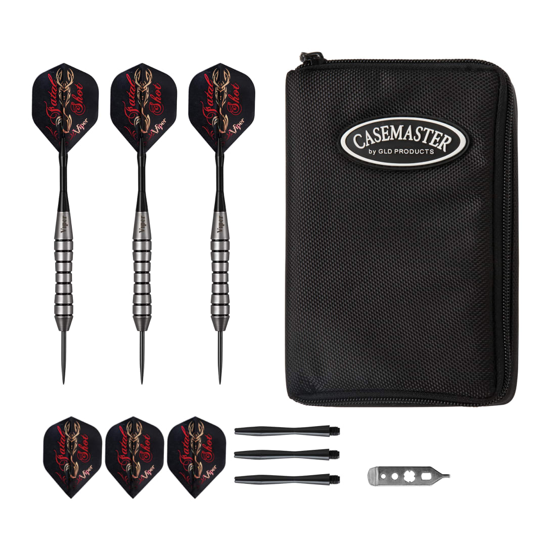 Viper Underground Fatal Shot Steel Tip Darts 24 Grams and Casemaster Select Black Nylon Dart Case