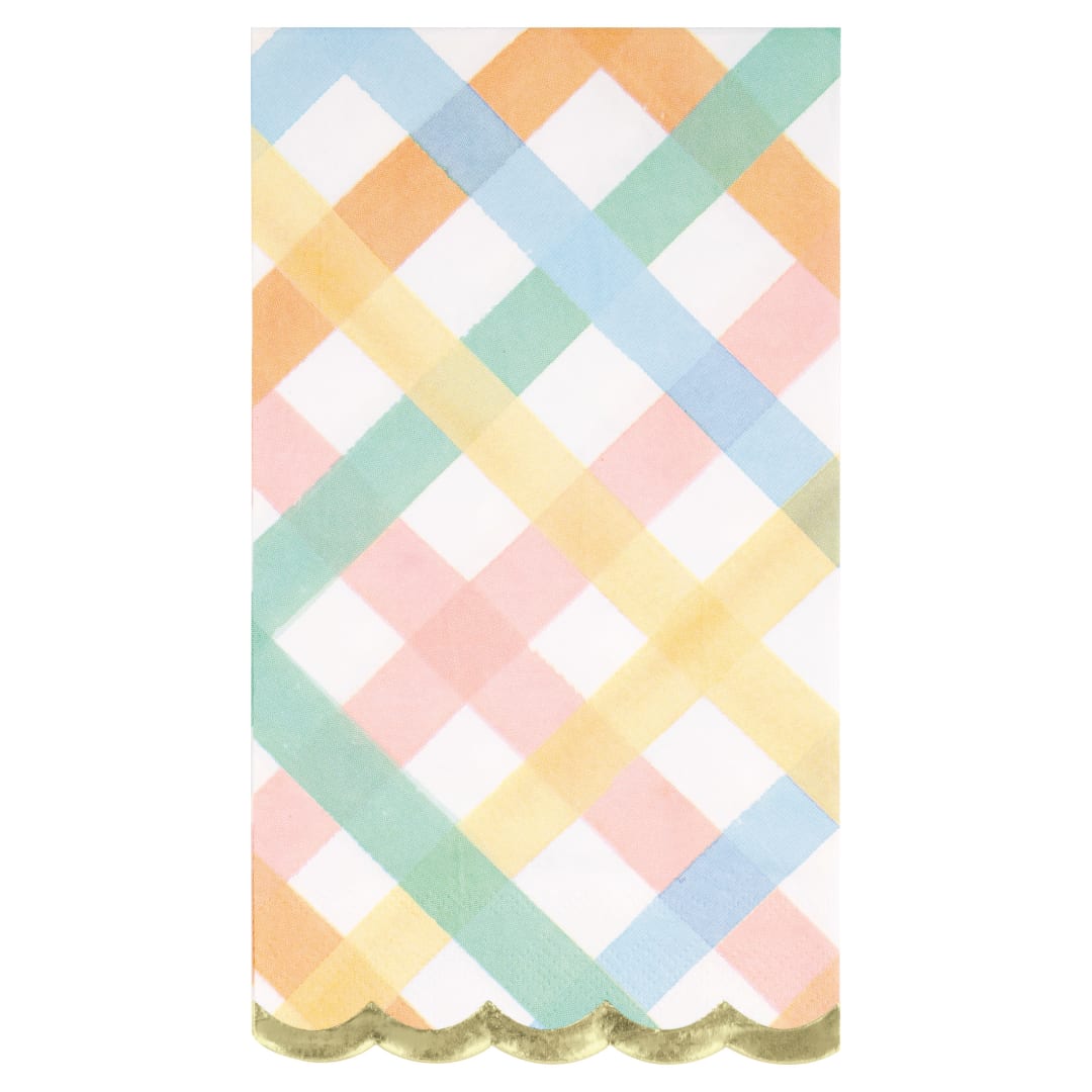 Pastel Plaid Scalloped Guest Towels, 16ct - Foil Stamping