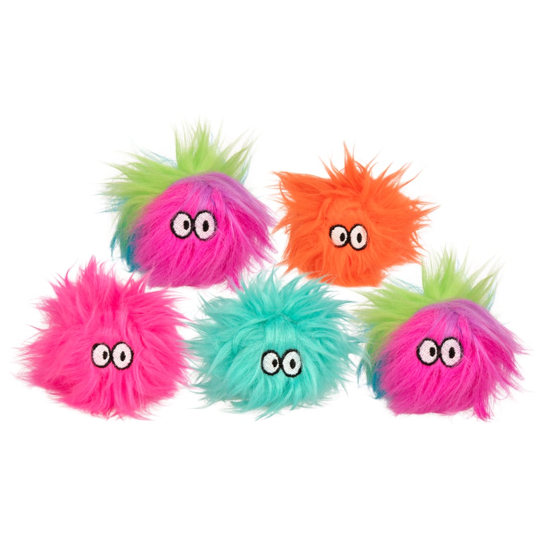SmartyKat Lil' Furballz Plush Catnip Ball Cat Toy, Assorted, Colors (5 Pack)