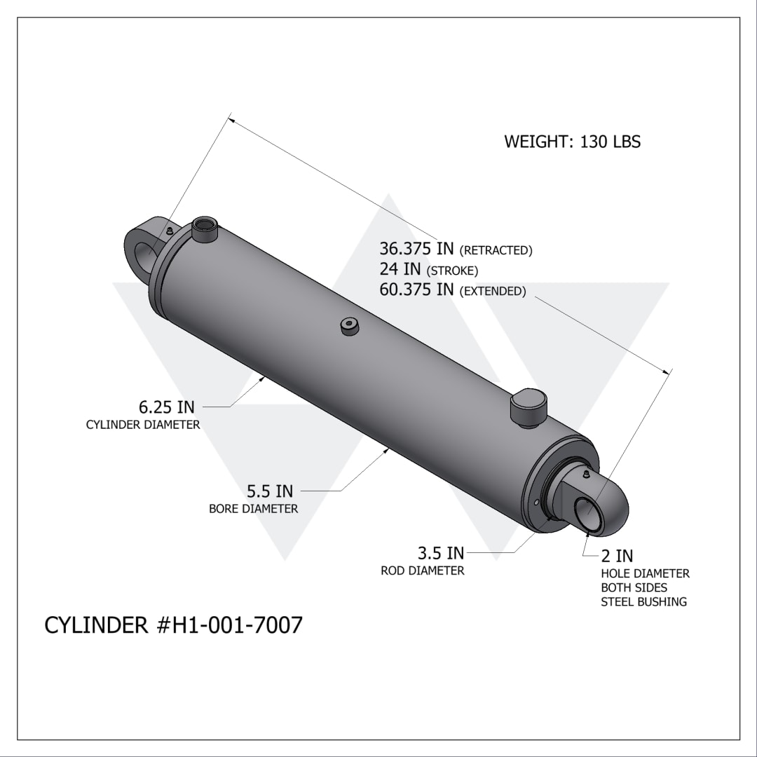 Wastebuilt® Replacement for Heil Inside Lower Panel Cylinder (5.5" X 3.5" X 24")
