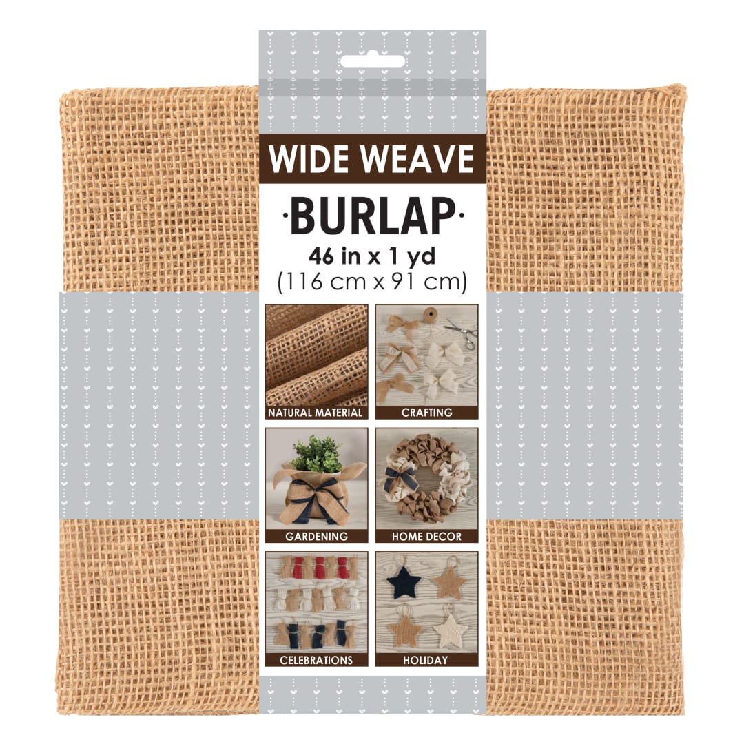 Allen Company Precut Natural Jute Burlap, Wide Weave, 46"W x 1-Yard, Natural