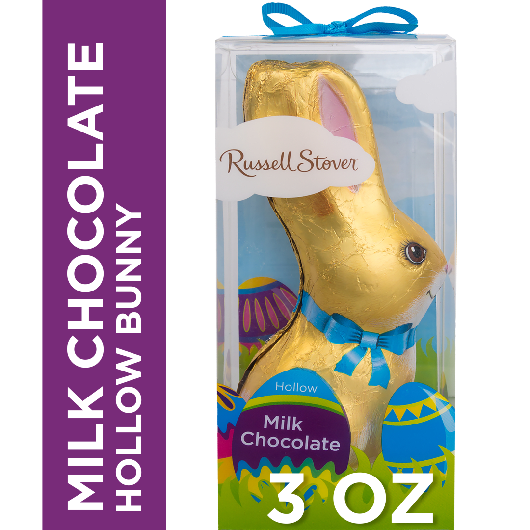 RUSSELL STOVER Easter Bunny Hollow Milk Chocolate Candy Rabbit, 3 oz.