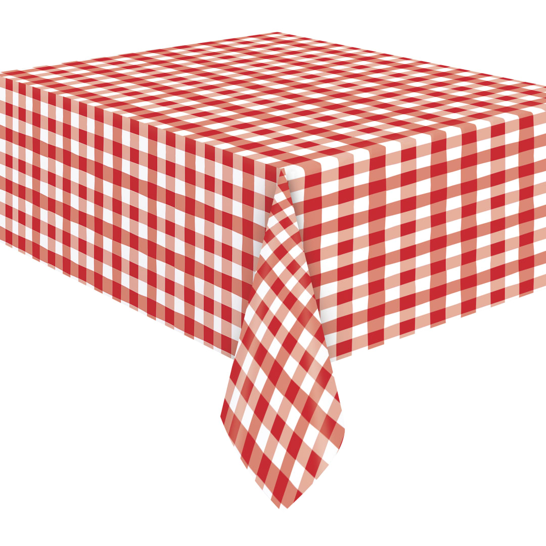 BBQ Party Checkered Rectangular Flannel-Backed Vinyl Table Cover, 54" x 84"