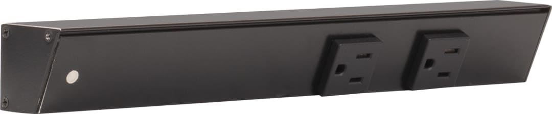 12" Black APT Angle Power Strip, black receptacles, left wire entry