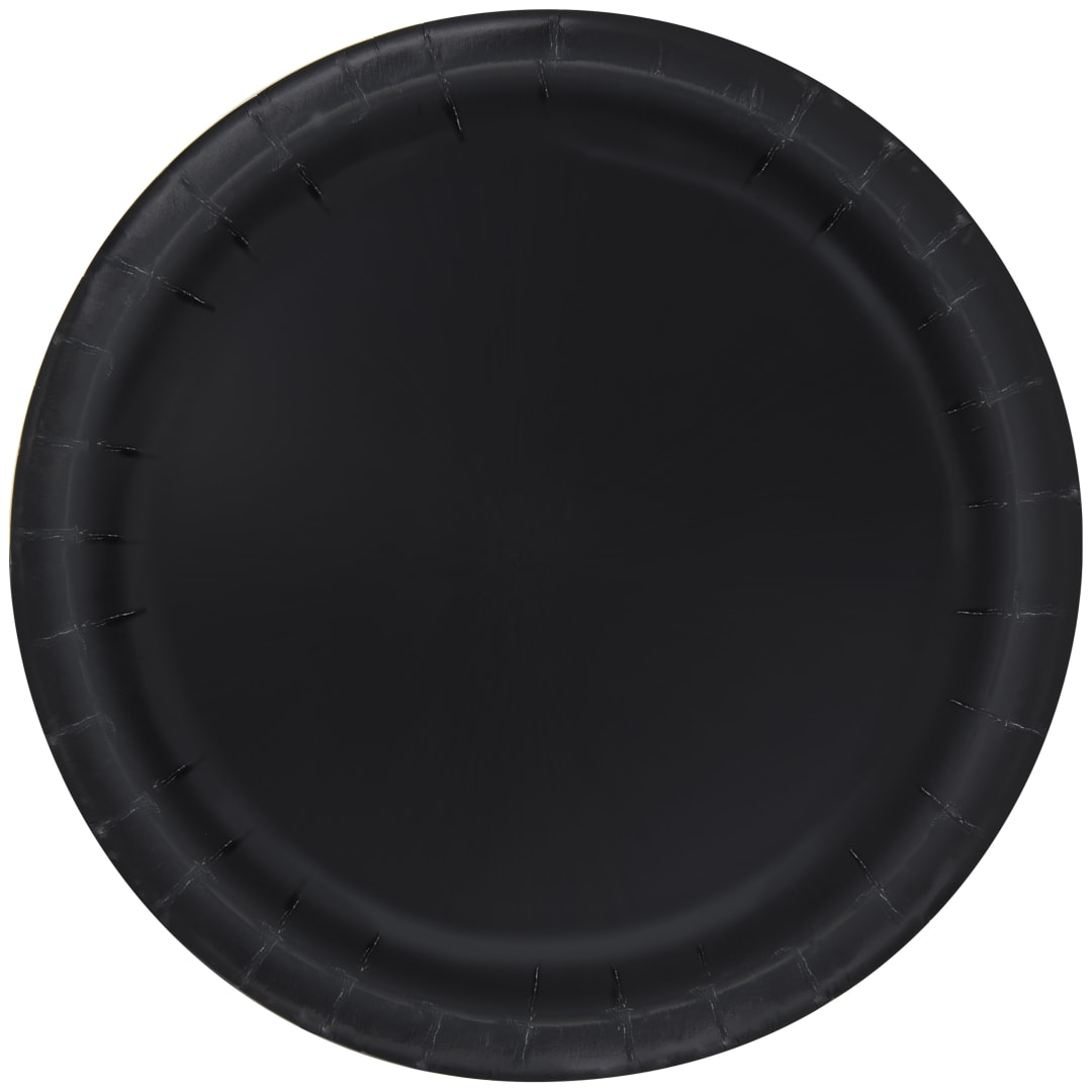 Midnight Black Solid Round 9" Dinner Plates, 8ct