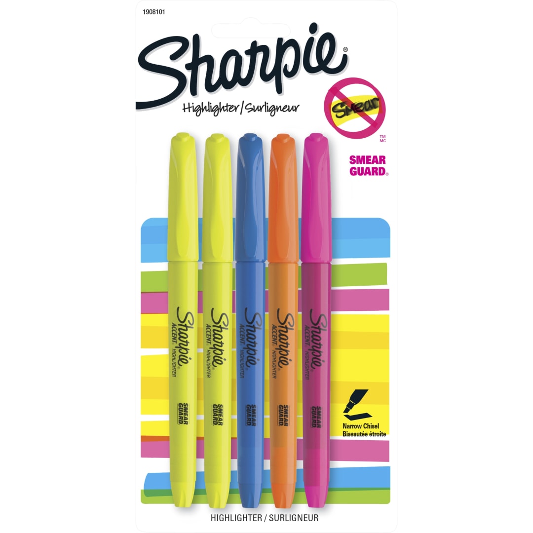 SHARPIE POCKET 5PK ASSORTED
