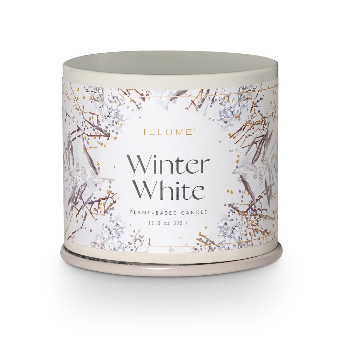 4626333300 - Winter White Vanity Tin Candle, White, STOCK: 150