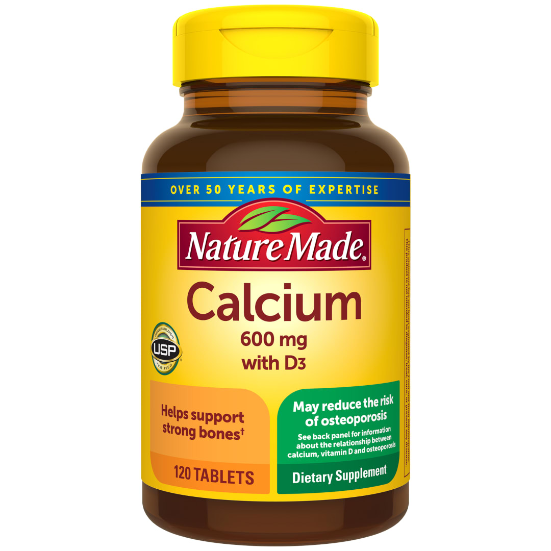 Nature Made Calcium 600 mg with Vitamin D3, Dietary Supplement for Bone Support, 120 Tablets