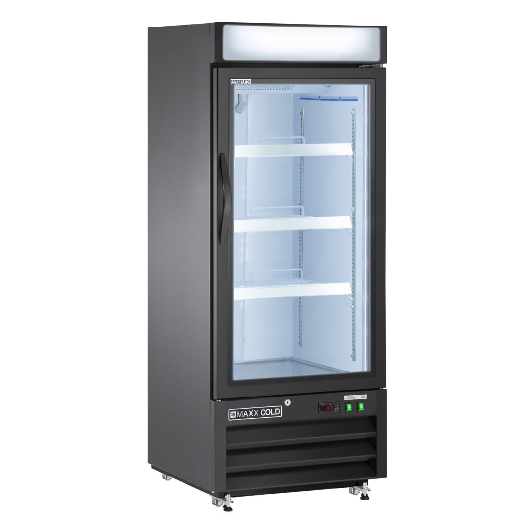 Maxx Cold Single Glass Door Merchandiser Refrigerator, 25", 12 cu. ft. Capacity, in Black (MXM1-12RBHC)