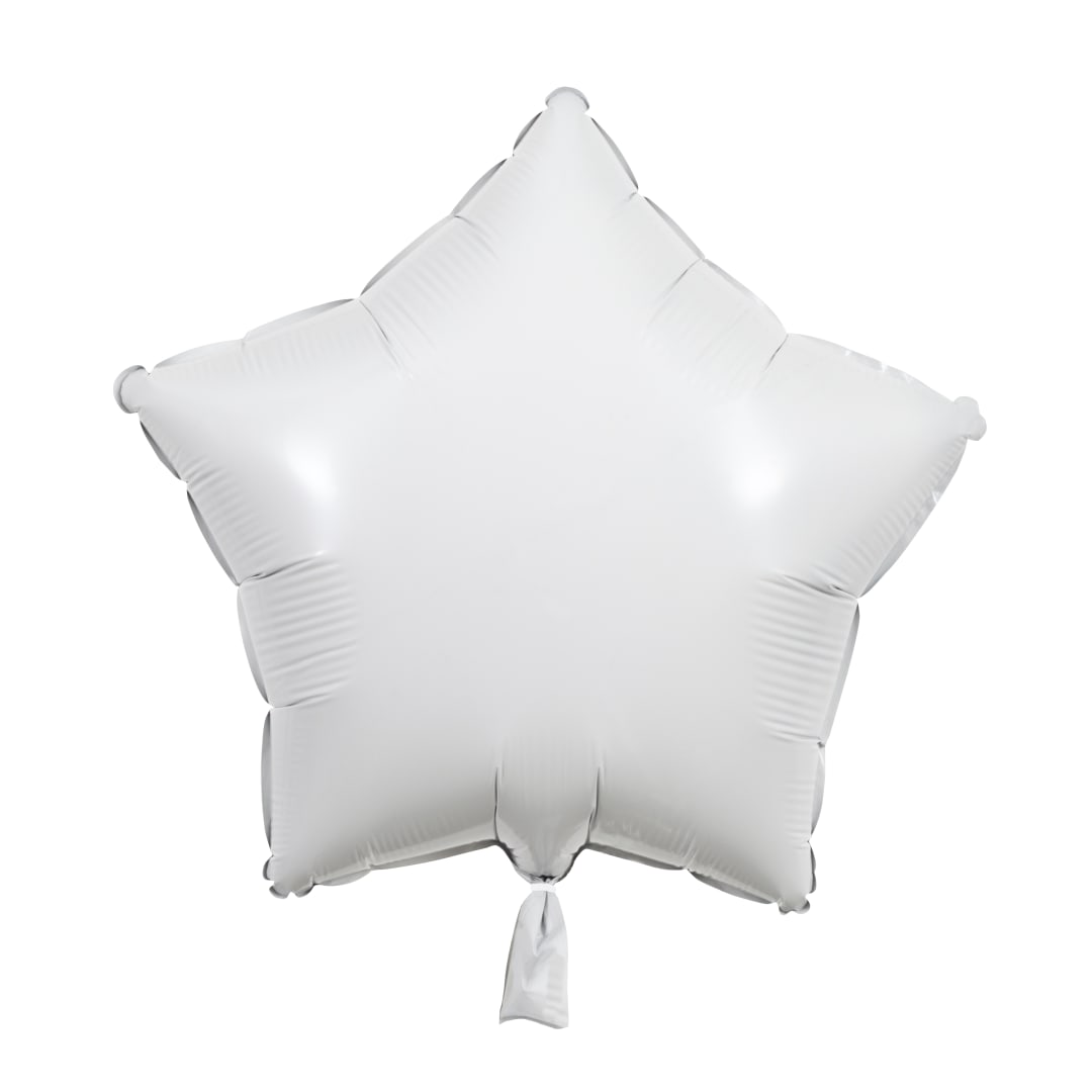White Solid Star Foil Balloon 18", Packaged